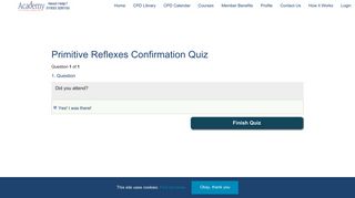 
                            12. Primitive Reflexes Confirmation Quiz - Academy of Physical Medicine