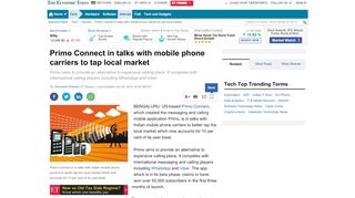 
                            9. Primo Connect in talks with mobile phone carriers to tap local market ...