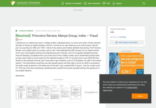 
                            6. Princeton Review, Manya Group, India — Fraud
