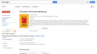 
                            10. Principles of Extractive Metallurgy - Google बुक के परिणाम