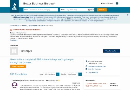 
                            10. Printerpix | Complaints | Better Business Bureau® Profile