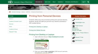 
                            9. Printing from Personal Devices – Community College of Rhode Island