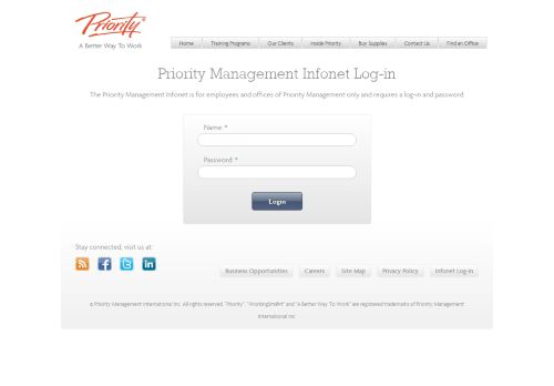 
                            4. Priority Management: Infonet Log-in