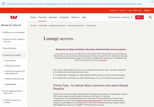 
                            13. Priority Pass & Qantas Lounge access | Westpac