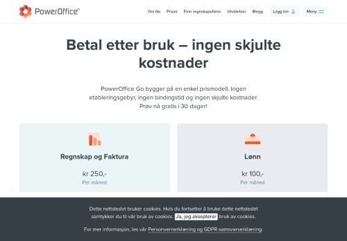 
                            4. Priser - Komplett regnskapsprogram - PowerOffice Go