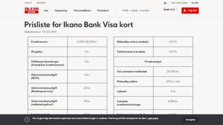 
                            8. Prisliste for Ikano Bank Visa kort - Se hvad et Visakort koster!