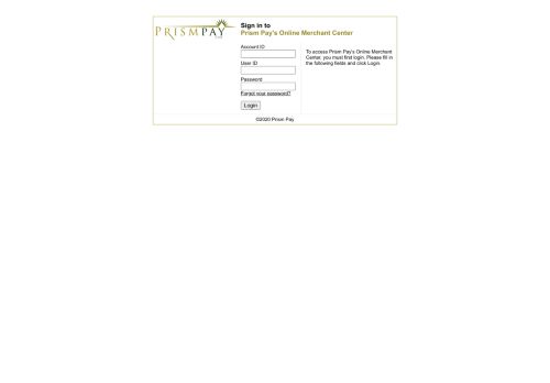 
                            13. Prism Pay's Online Merchant Center Login