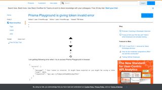 
                            6. Prisma Playground is giving token invalid error - Stack Overflow