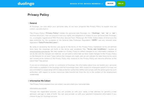 
                            10. Privacy - Duolingo
