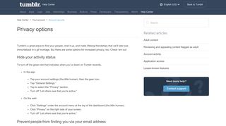 
                            10. Privacy options – Help Center - Tumblr
