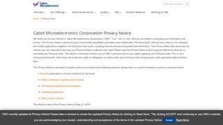 
                            12. Privacy Policy | Cabot Microelectronics