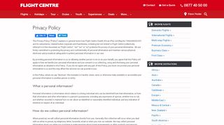 
                            5. Privacy Policy | Flight Centre South Africa