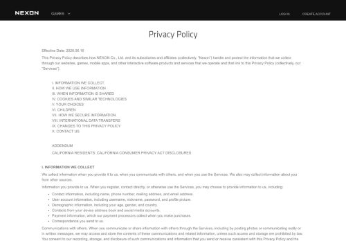 
                            11. Privacy Policy - Nexon