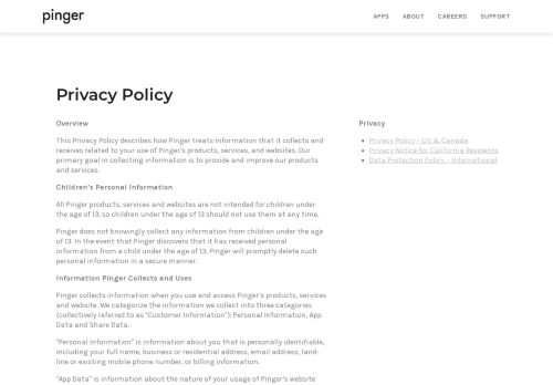 
                            6. Privacy Policy - Pinger