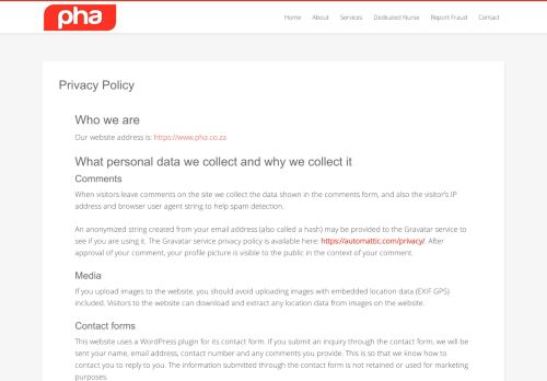
                            7. Privacy Policy - Private Health Administrators (PHA)