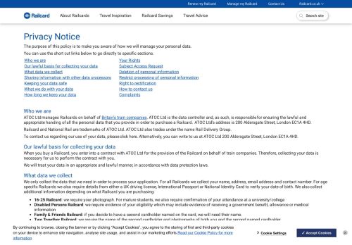 
                            4. Privacy Policy - Railcard