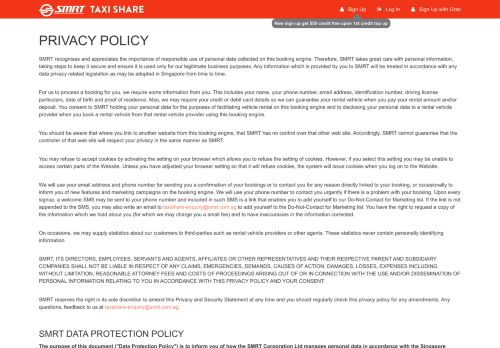 
                            11. Privacy Policy - SMRT TAXI SHARE