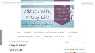 
                            13. Privacy Policy ~ Soldier's Wife, Crazy Life