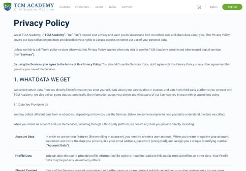 
                            6. Privacy Policy - TCM Academy