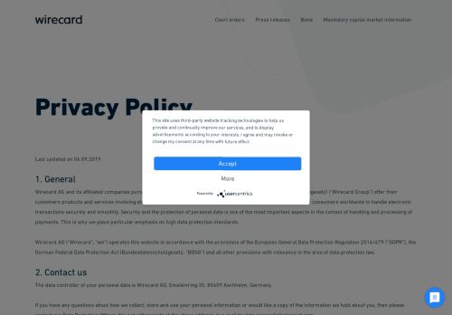 
                            12. Privacy Policy: WIRECARD