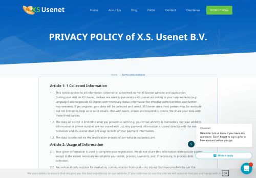 
                            3. Privacy policy - XS Usenet - Usenet provider since 2009