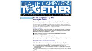 
                            10. Privacy statement - HCT - Health Campaigns Together