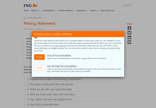 
                            10. Privacy Statement | ING