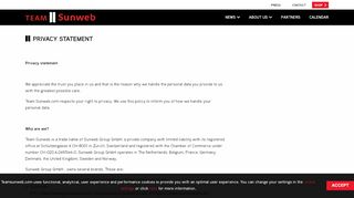 
                            9. Privacy statement | Team Sunweb