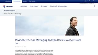 
                            12. PrivaSphere Secure Messaging dockt an Docsafe von Swisscom an ...