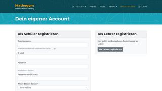 
                            12. Privat registrieren - Mathegym