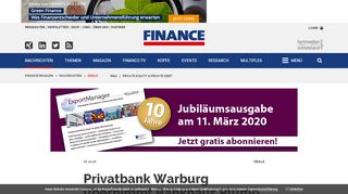 
                            12. Privatbank Warburg übernimmt Bankhaus Plump - FINANCE Magazin