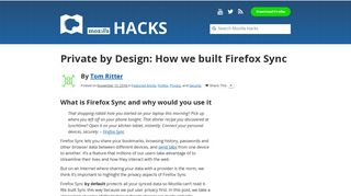 
                            11. Private by Design: How we built Firefox Sync - Mozilla Hacks - the ...