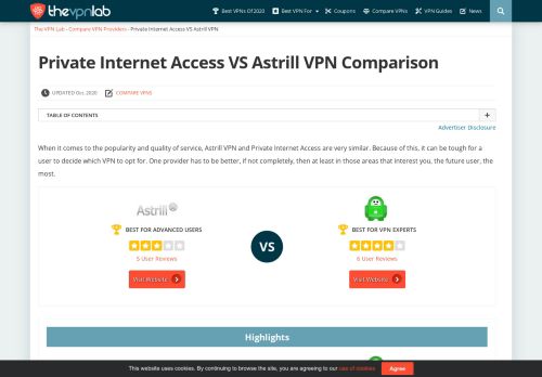 
                            10. Private Internet Access VS Astrill VPN - February 2019 - ...