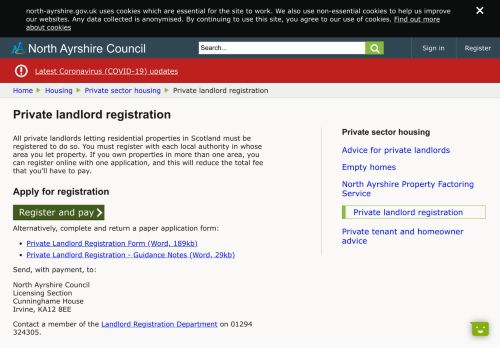 
                            9. Private landlord registration - North Ayrshire Council