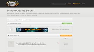 
                            13. Private OGame Server - Top 100 Liste | TopG