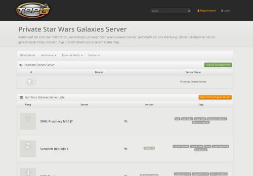 
                            9. Private Star Wars Galaxies Server - Top 100 Liste | TopG