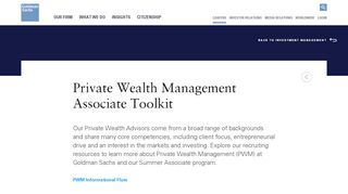 
                            8. Private Wealth Management Associate Toolkit - Goldman ...