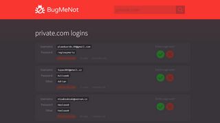
                            1. private.com passwords - BugMeNot