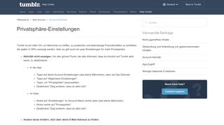 
                            9. Privatsphäre-Einstellungen – Hilfezentrum - Tumblr