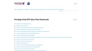 
                            2. Privilege Club OTP (One-Time Password) – Qatar Airways Support