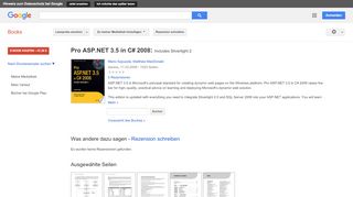 
                            6. Pro ASP.NET 3.5 in C# 2008: Includes Silverlight 2 - Google Books-Ergebnisseite