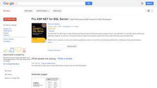 
                            6. Pro ASP.NET for SQL Server: High Performance Data Access for Web ...