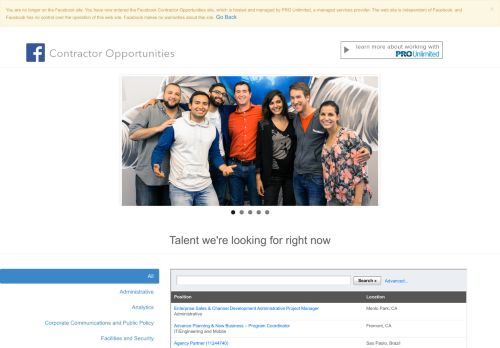 
                            10. PRO@facebook Contractor Opportunities - PRO Unlimited