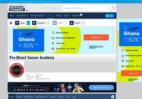
                            10. Pro Direct Soccer Academy - Profilo società | Transfermarkt
