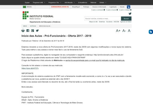 
                            3. Pró-Funcionário - Oferta 2017 - 2019 - EaD IFMT