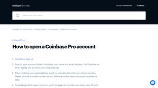 
                            5. Pro | How to open a Coinbase Pro account