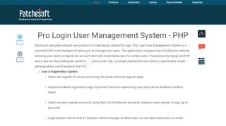 
                            5. Pro Login User Management System - PHP | Patchesoft
