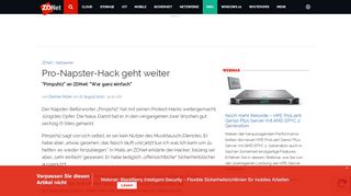 
                            9. Pro-Napster-Hack geht weiter - ZDNet.de