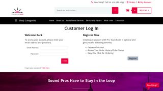 
                            2. Pro-Sound.com: Customer Log In - Professional Sound Services