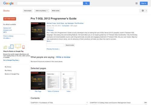 
                            10. Pro T-SQL 2012 Programmer's Guide